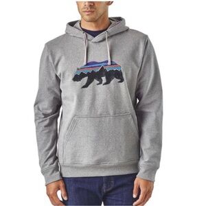 Patagonia gray uprisal hoody Fitz Roy bear logo sweatshirt legs fuse m medium